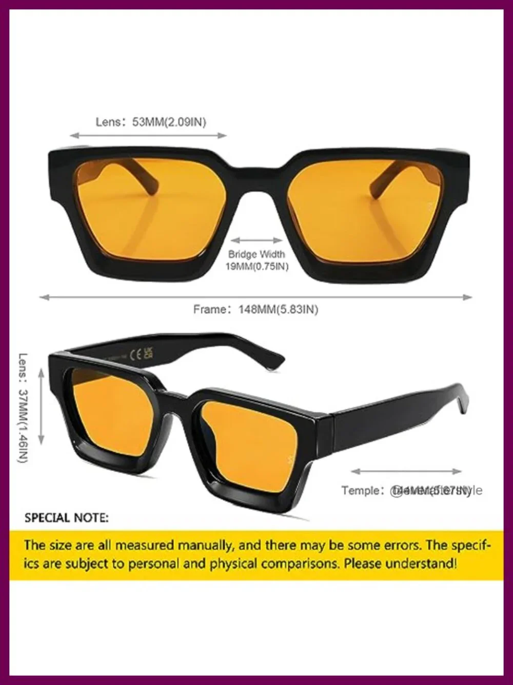 Retro Square Sunglasses for Men Women Thick Frame Polarized UV400